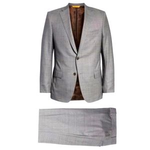 Hickey Freeman Classic Fit Windowpane Plaid Wool Suit in Grey plaid size…